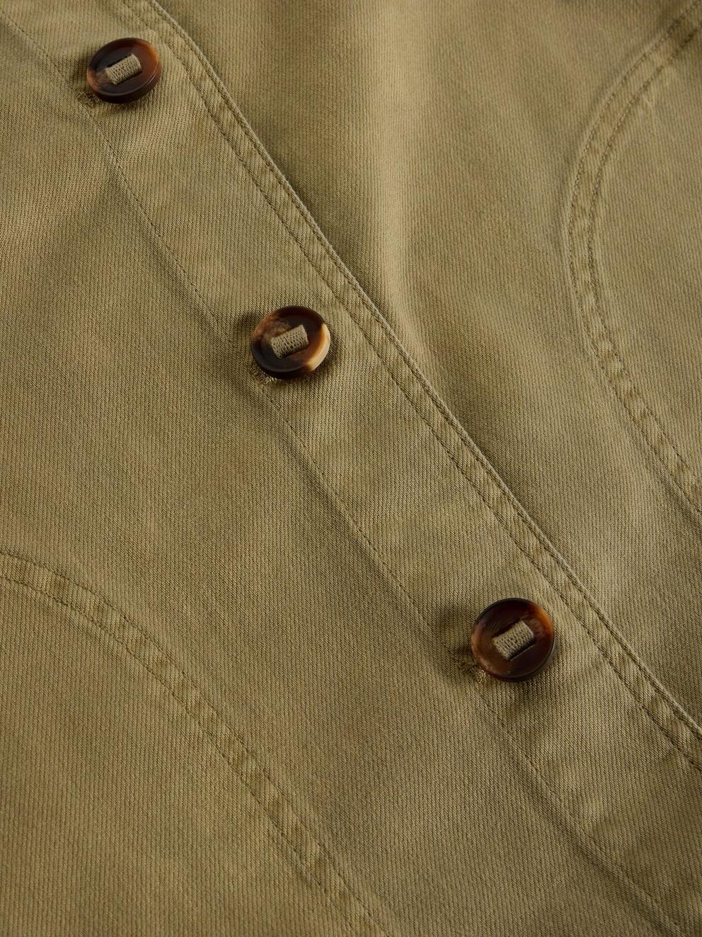 Eden Denim Collared Jacket in KHAKI GRN - FLAT DETAIL