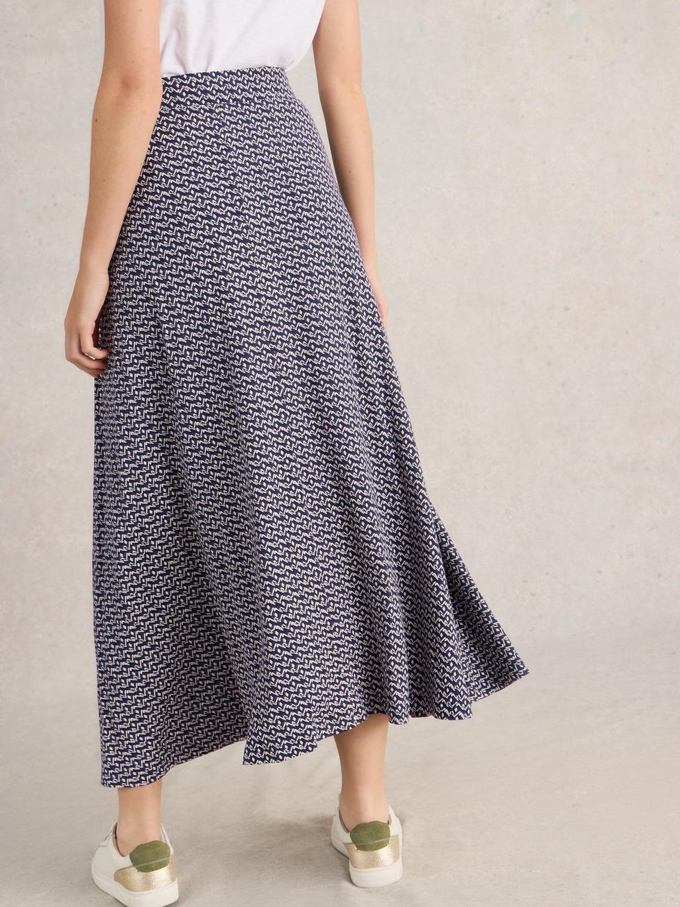 Jada Jersey Maxi Skirt in NAVY PR - MODEL BACK