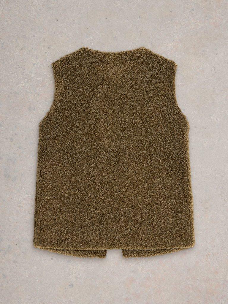 Kids Borg Crew Neck Gilet in KHAKI GRN - FLAT BACK