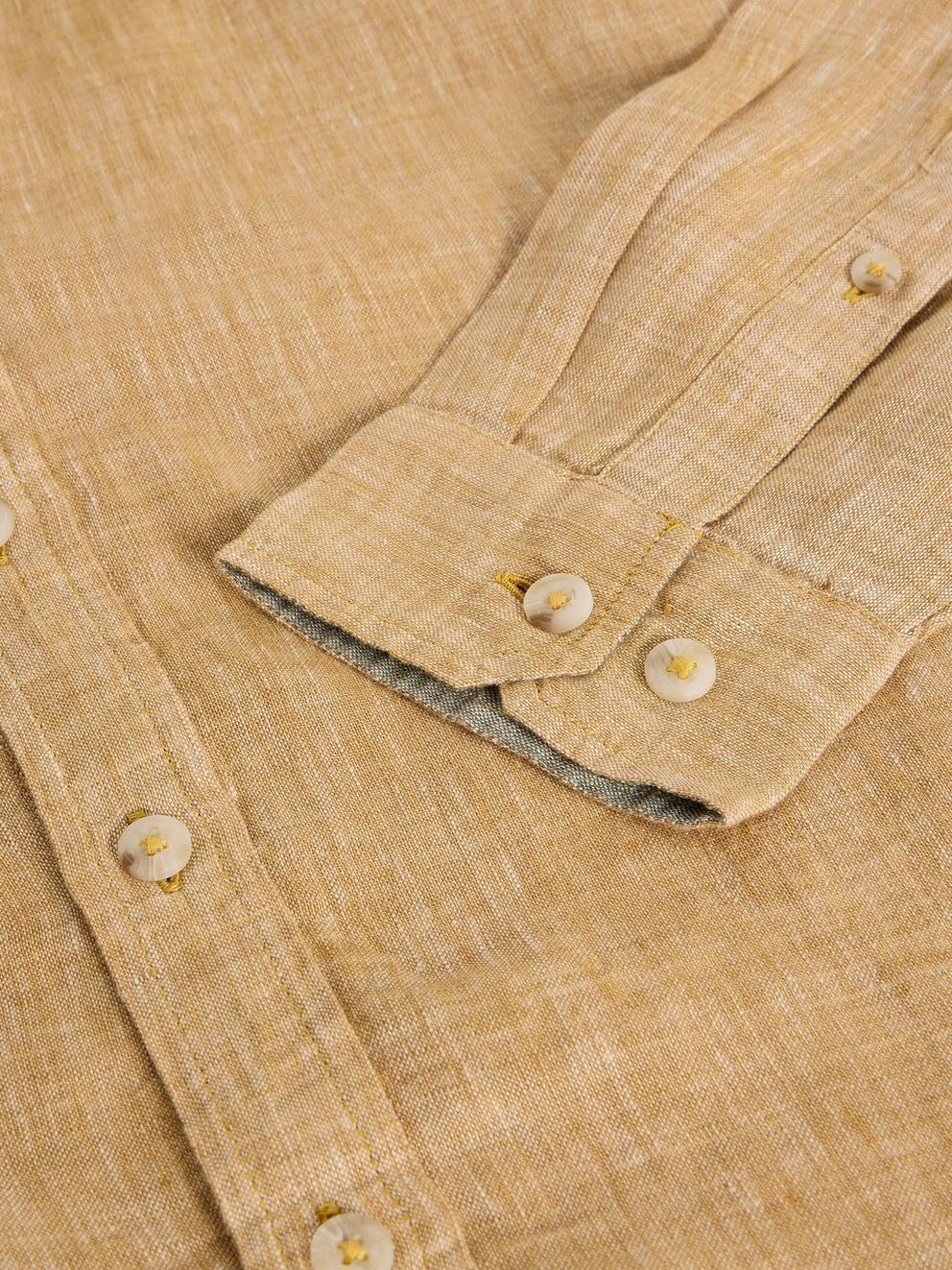 Keswick Linen Shirt in DK YELLOW - FLAT DETAIL