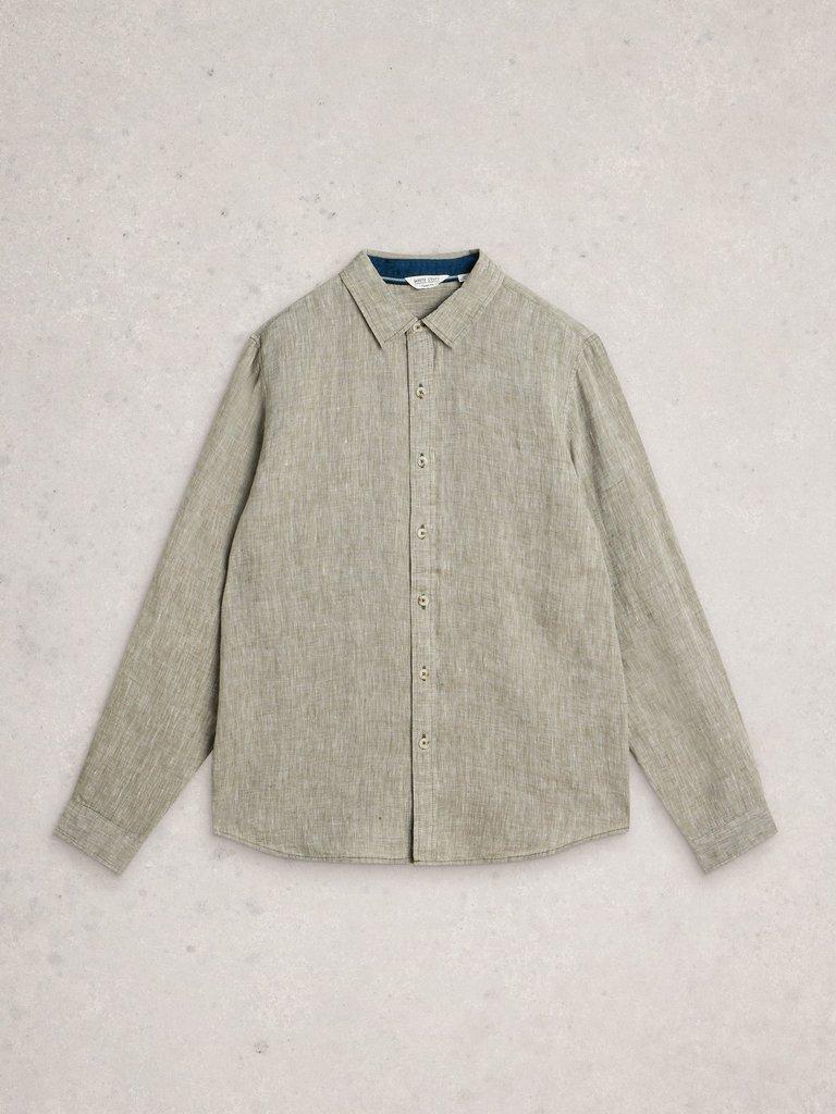 Keswick Linen Shirt in KHAKI GRN - FLAT FRONT
