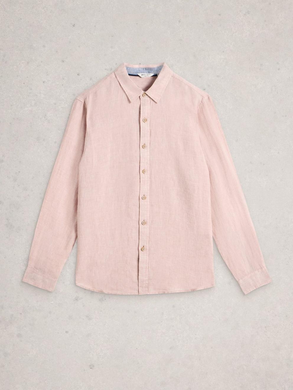 Keswick Linen Shirt in LGT PINK - FLAT FRONT