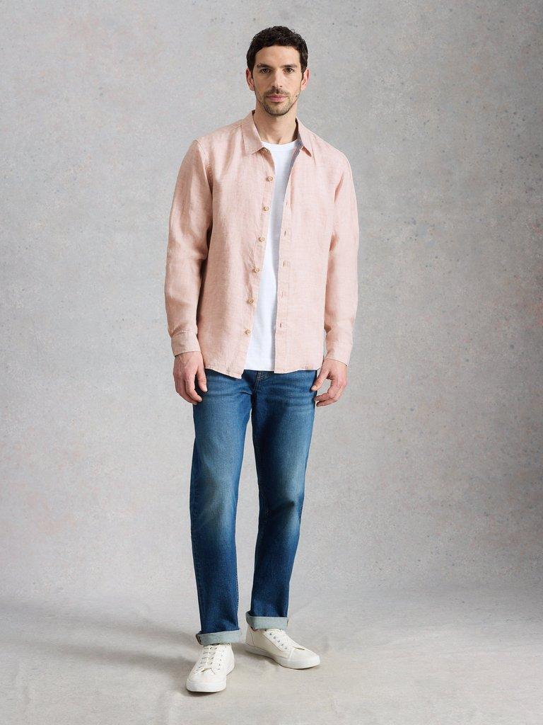 Keswick Linen Shirt in LGT PINK - MODEL FRONT