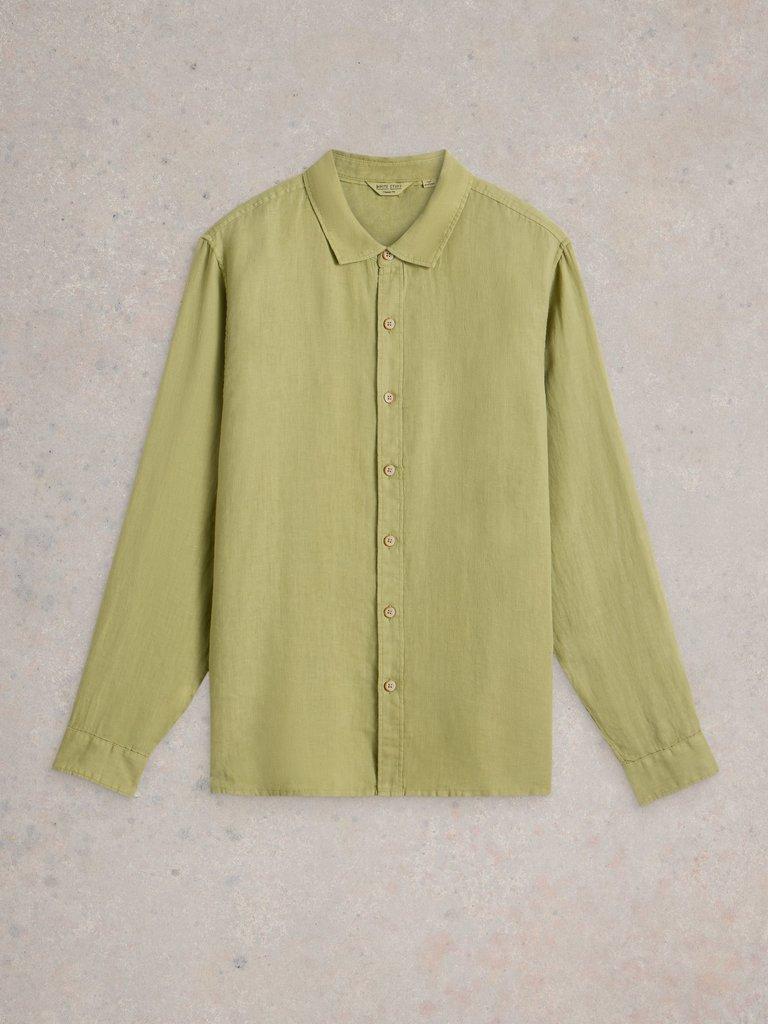 Keswick Linen Shirt in MID GREEN - FLAT FRONT