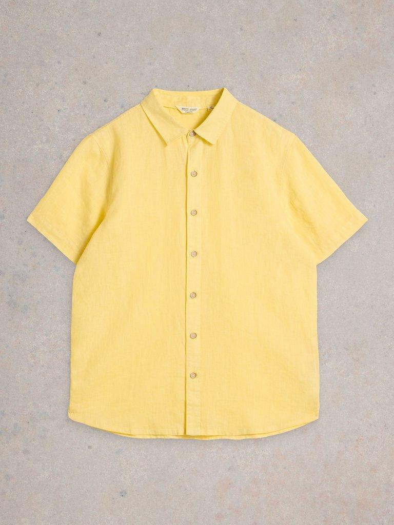 Keswick Short Sleeve Linen Shirt in LGT YELLOW - FLAT FRONT