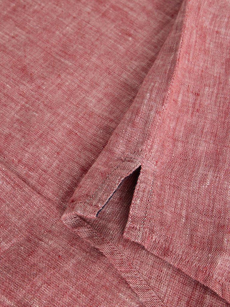 Keswick Short Sleeve Linen Shirt in MID RED - FLAT DETAIL