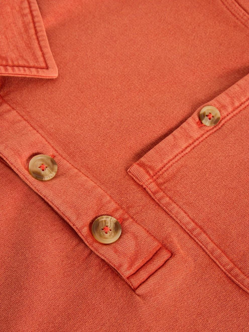 Brampton Collared Sweat in DK ORANGE - FLAT DETAIL
