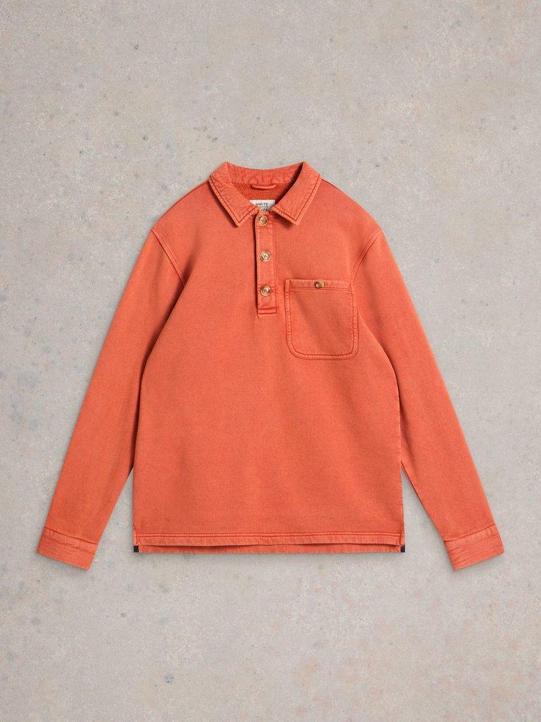 Brampton Collared Sweat in DK ORANGE - FLAT FRONT