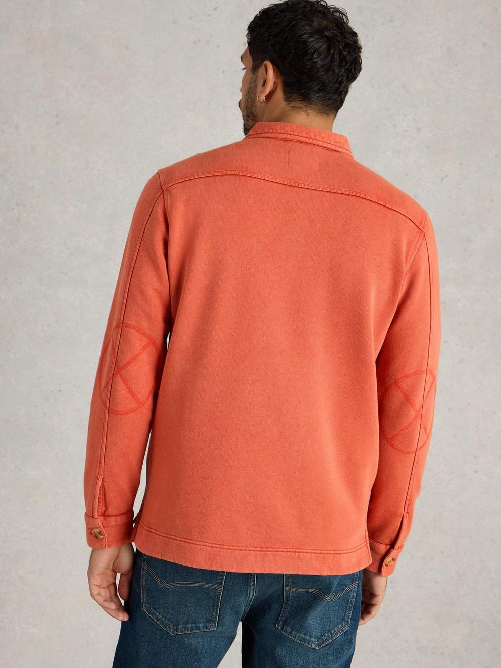 Brampton Collared Sweat in DK ORANGE - MODEL BACK