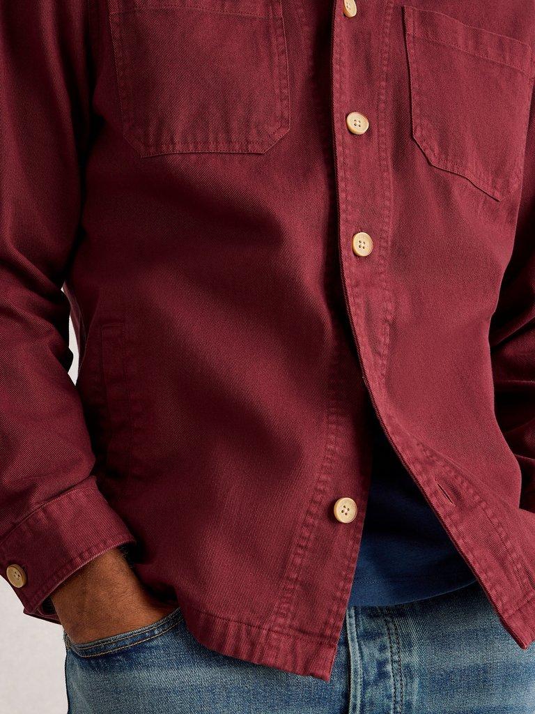 Finch Workwear Jacket in DK PLUM - MODEL DETAIL