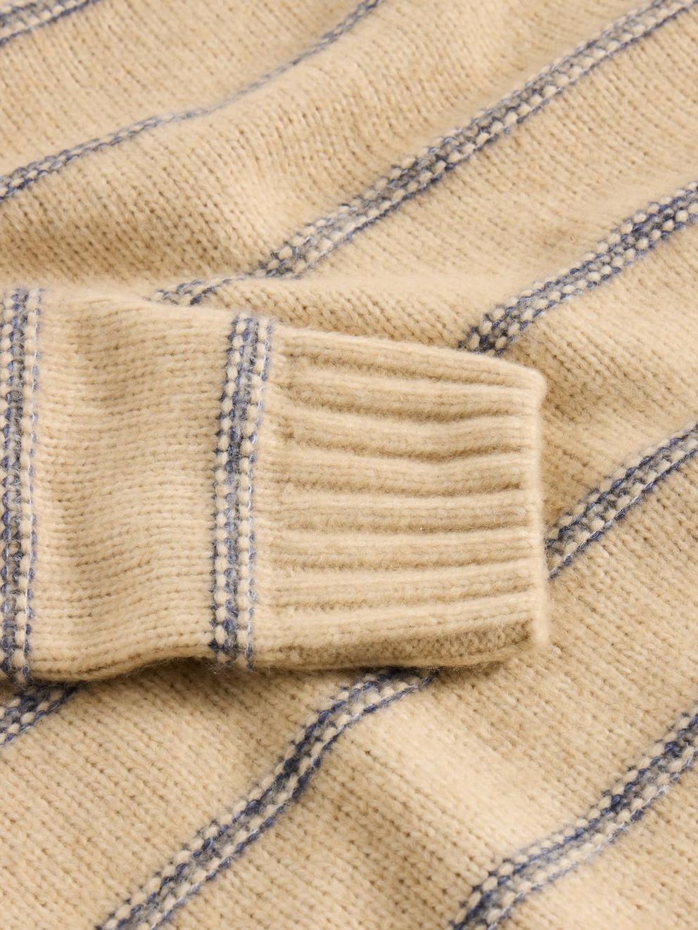 Breton Stripe Crew Neck Jumper in NAT MLT - FLAT DETAIL