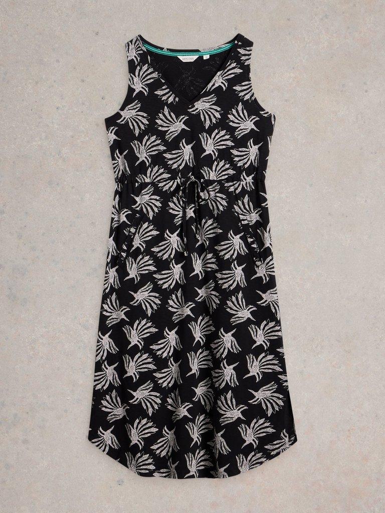 Heidi Jersey Midi Dress in BLK MLT - FLAT FRONT