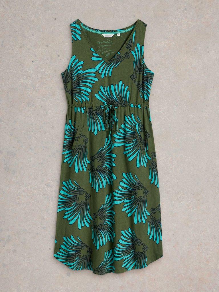 Heidi Jersey Midi Dress in GREEN MLT - FLAT FRONT