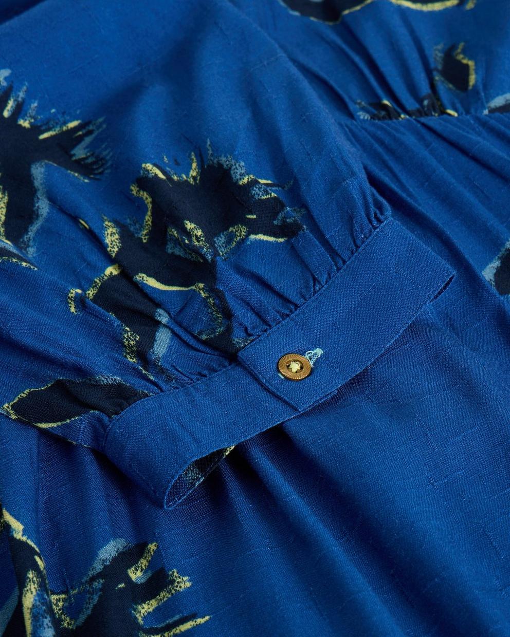 Lucy Midi Dress in BLUE PR - FLAT DETAIL