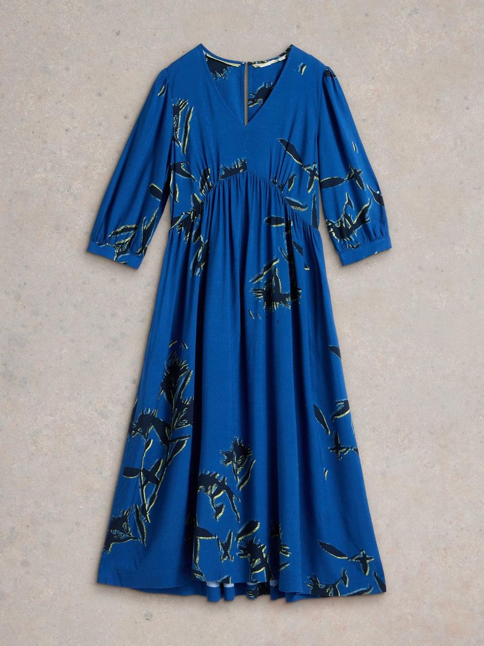 Lucy Midi Dress in BLUE PR - FLAT FRONT