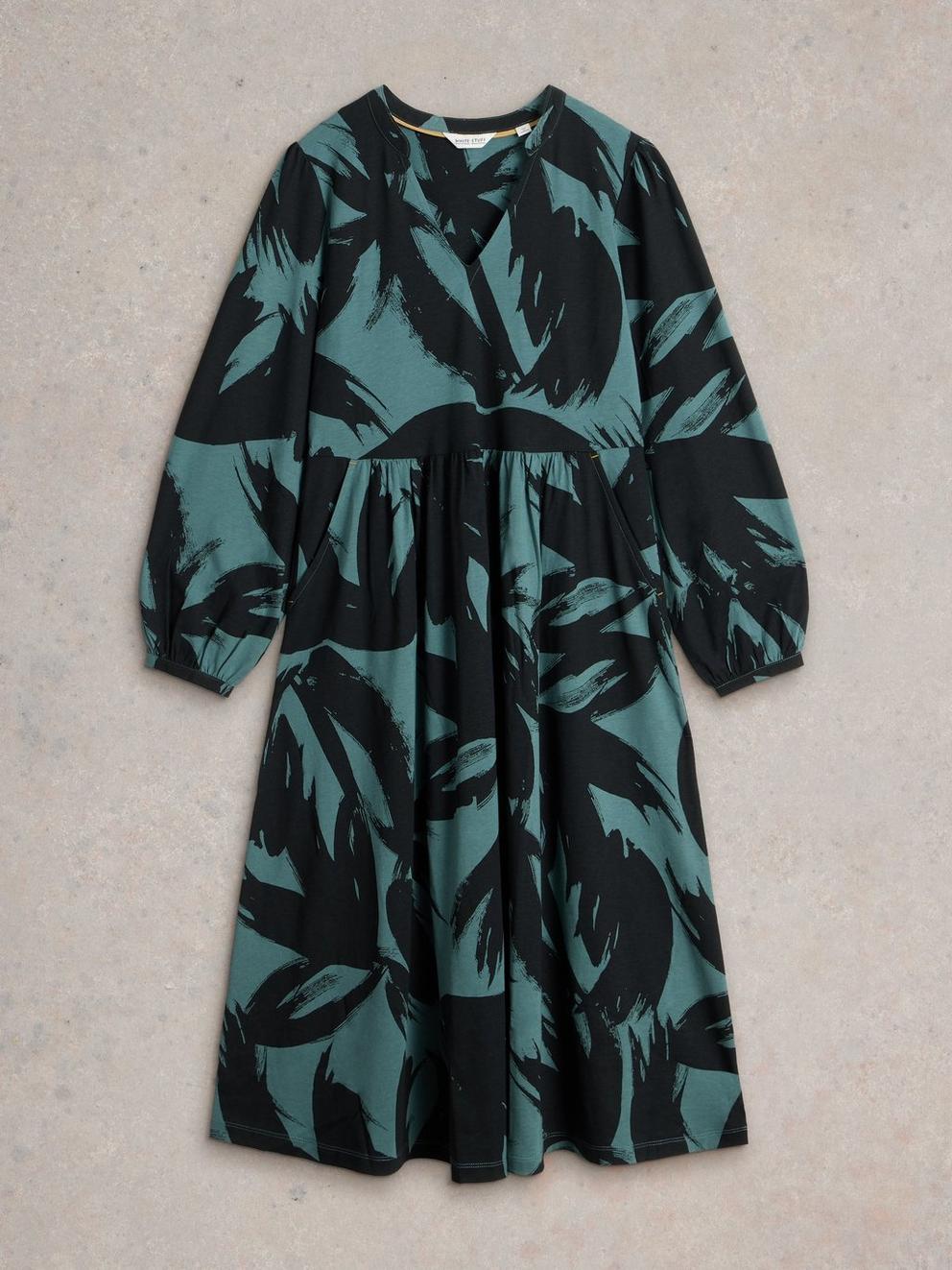 Leah Jersey Dress in GREEN PR - FLAT FRONT