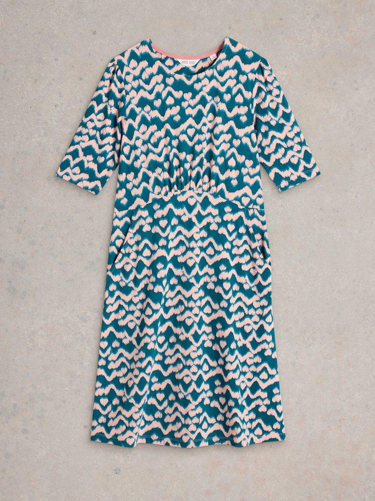 Olivia Jersey Dress in TEAL PR - FLAT FRONT