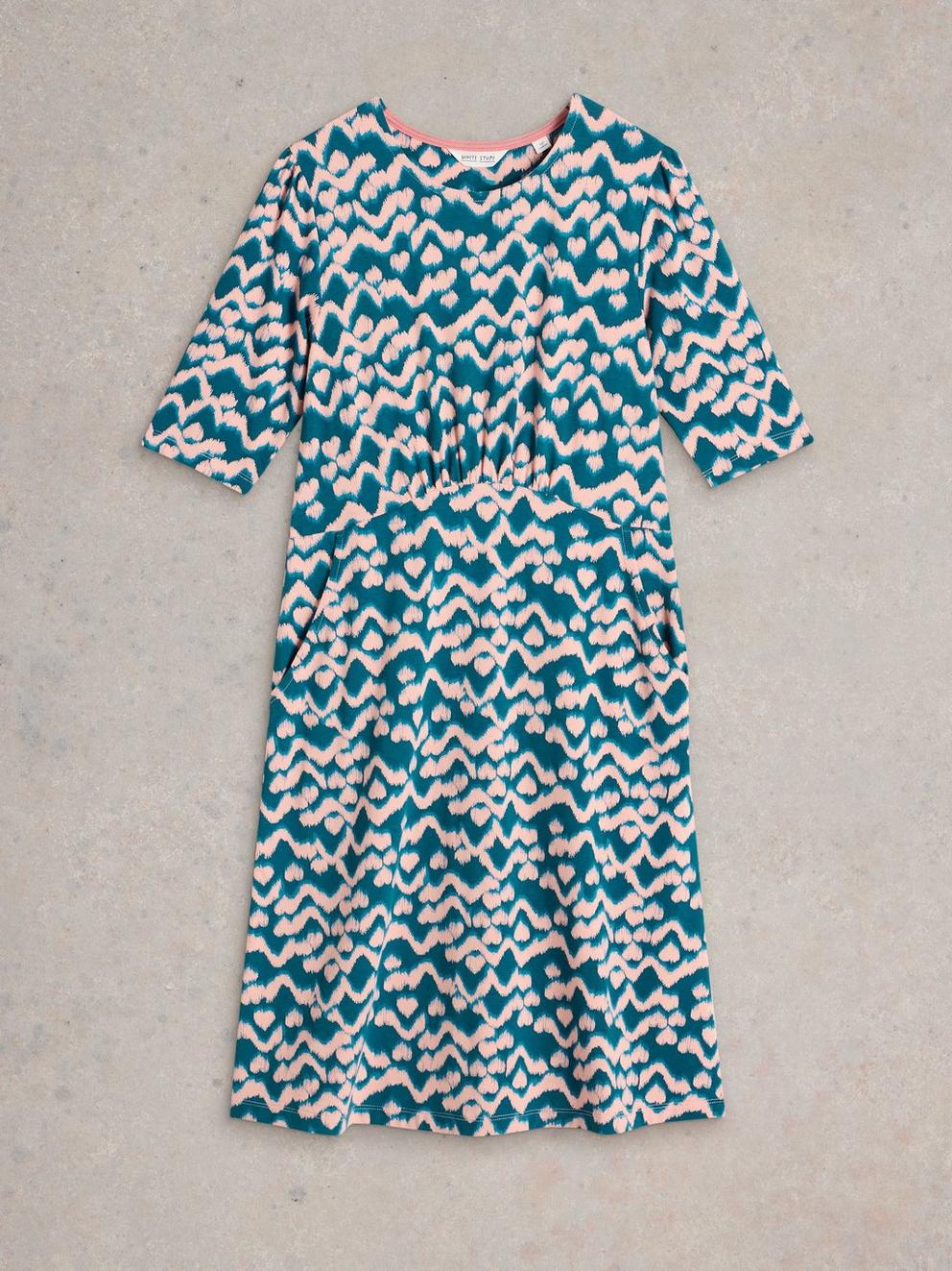 Olivia Jersey Dress in TEAL PR - FLAT FRONT