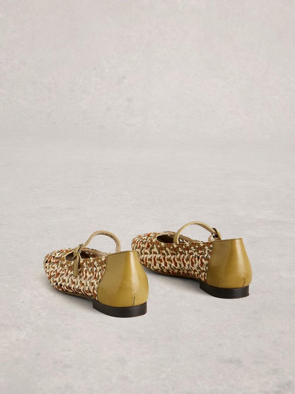 Winnie Woven Ballerina  in GREEN MLT - FLAT BACK