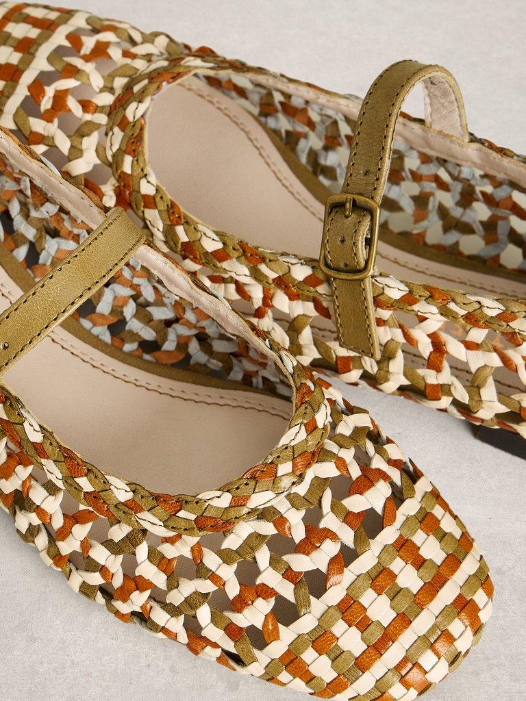 Winnie Woven Ballerina  in GREEN MLT - FLAT DETAIL