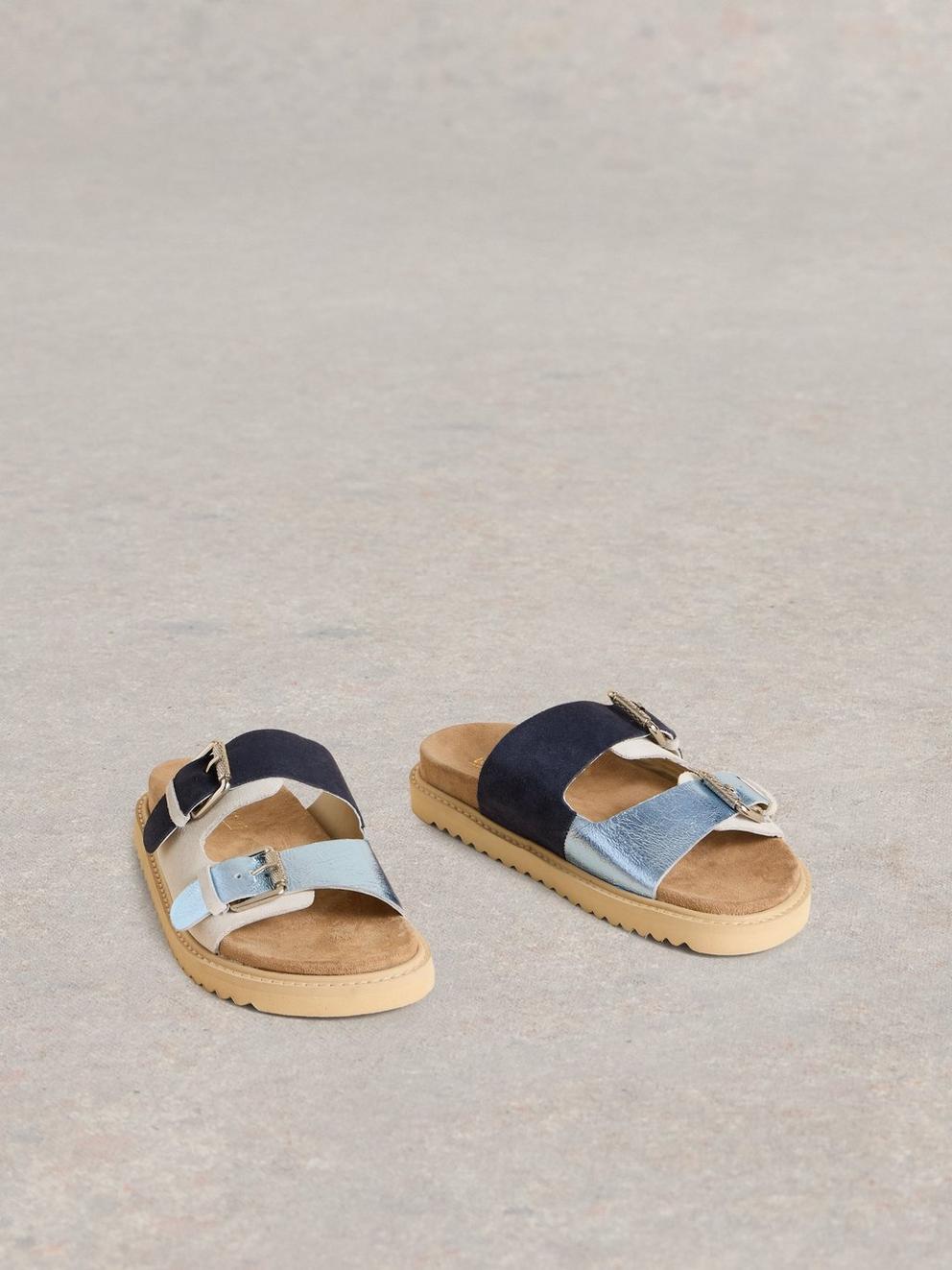 Patty Footbed Sandal in BLUE MLT - FLAT FRONT