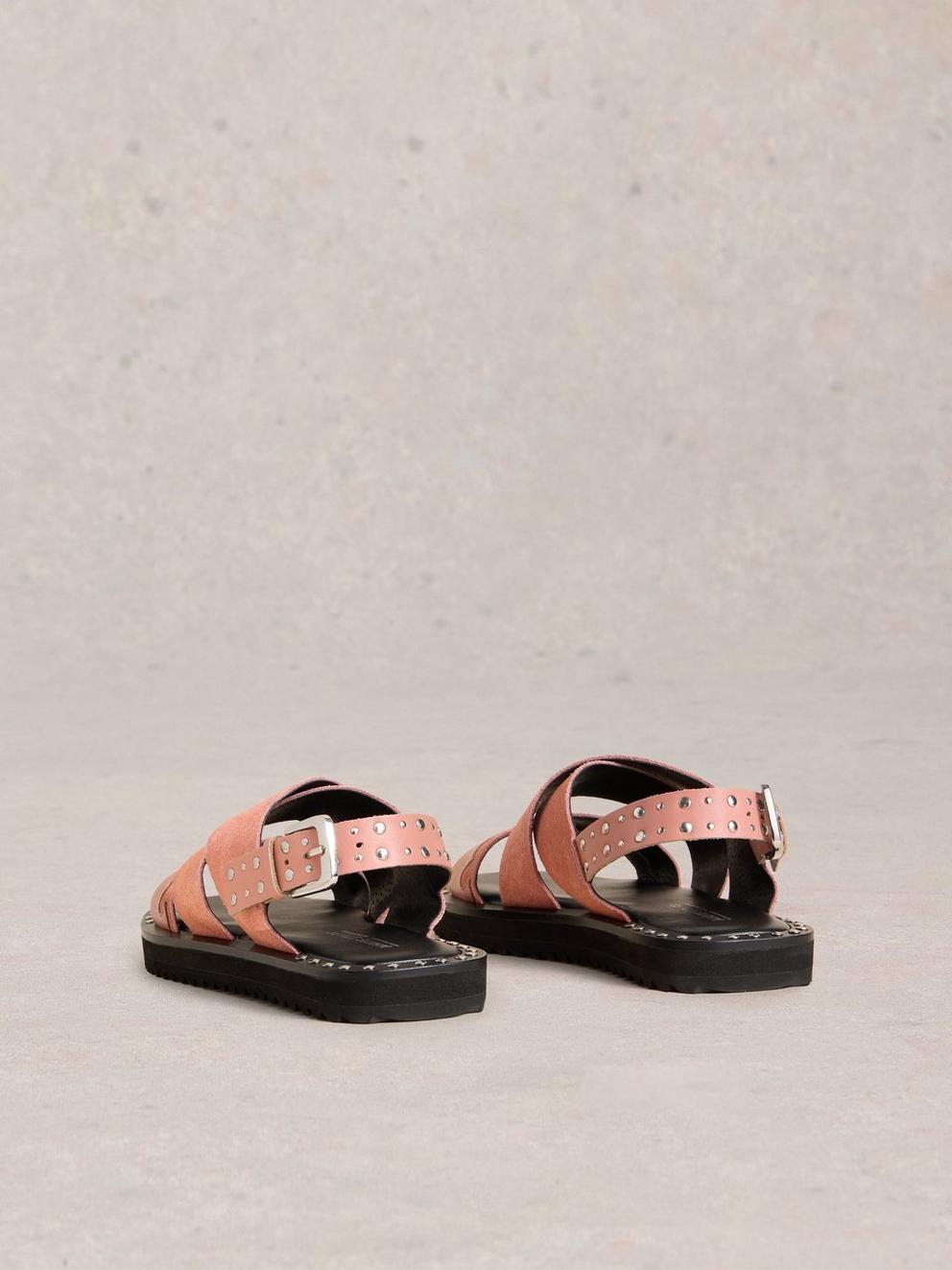 Dolly Western Sandal in MID PINK - FLAT BACK