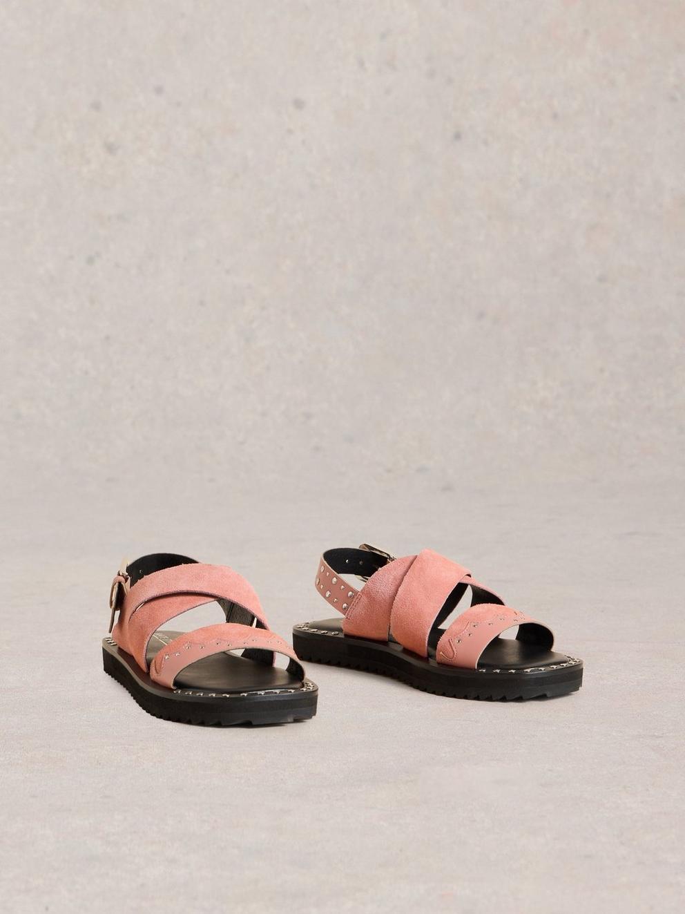 Dolly Western Sandal in MID PINK - FLAT FRONT