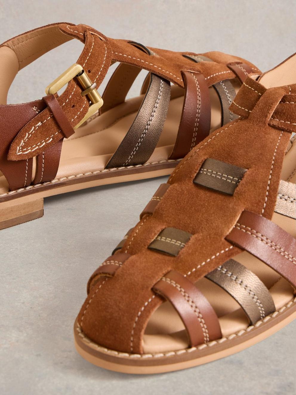 Zara Fisherman Sandal in TAN MULTI - FLAT DETAIL