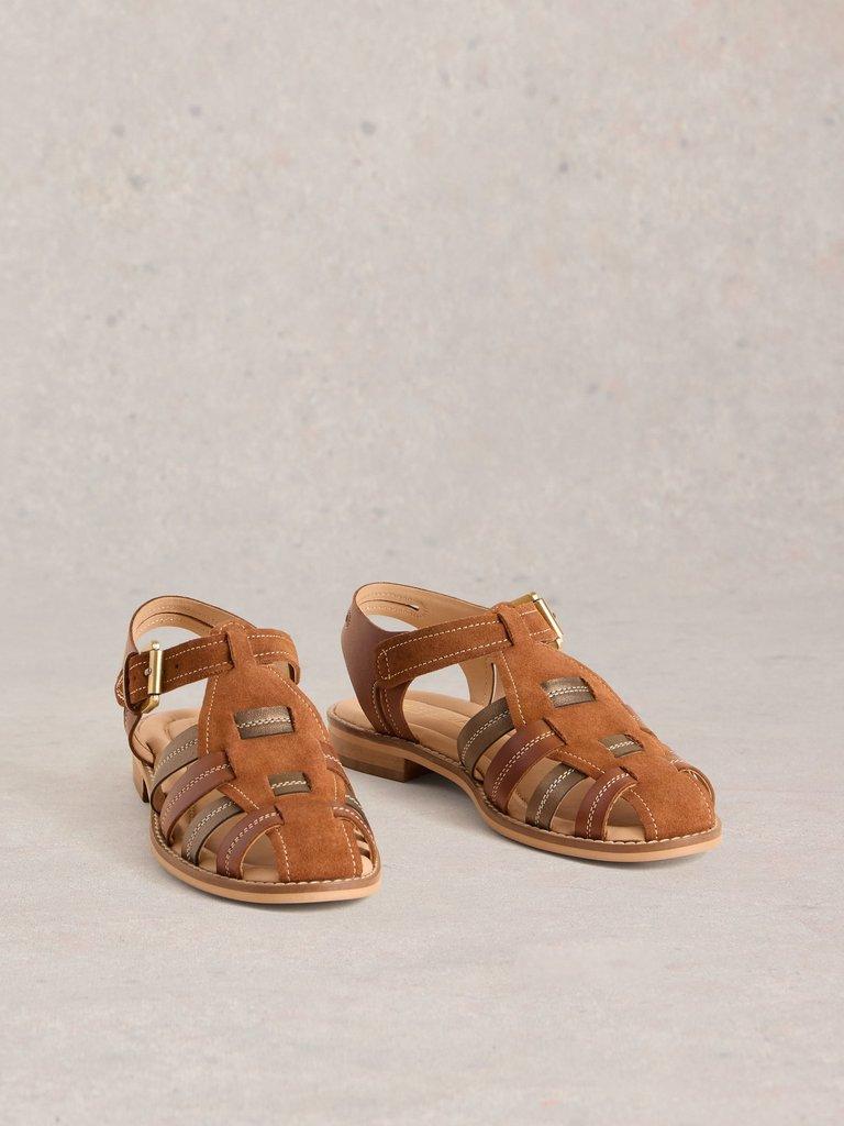 Zara Fisherman Sandal in TAN MULTI - FLAT FRONT