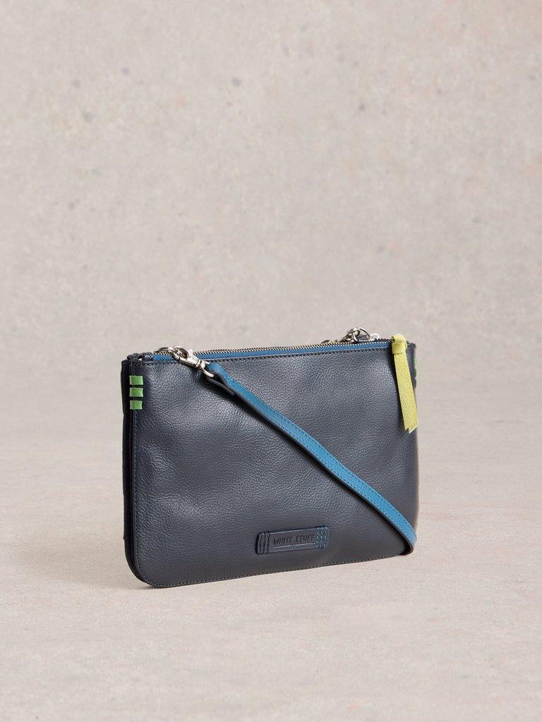 Crossbody Connie Double Pouch in BLUE MLT - FLAT BACK