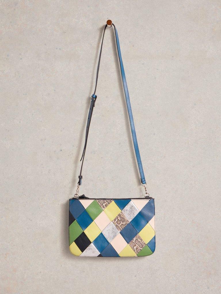 Crossbody Connie Double Pouch in BLUE MLT - FLAT FRONT