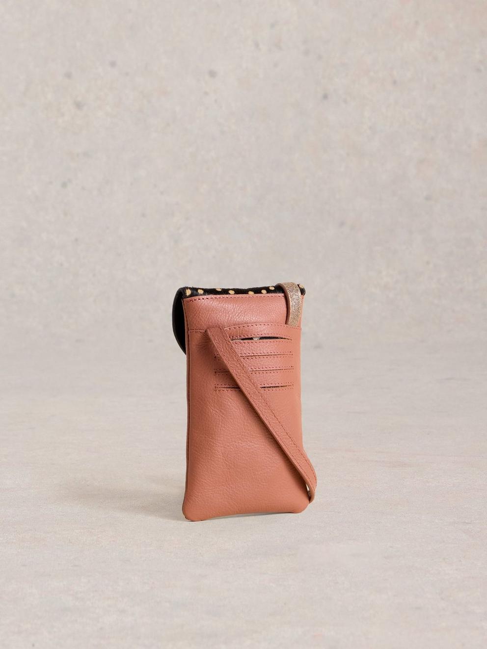 Leather Coco Phone Bag in PINK MLT - FLAT BACK