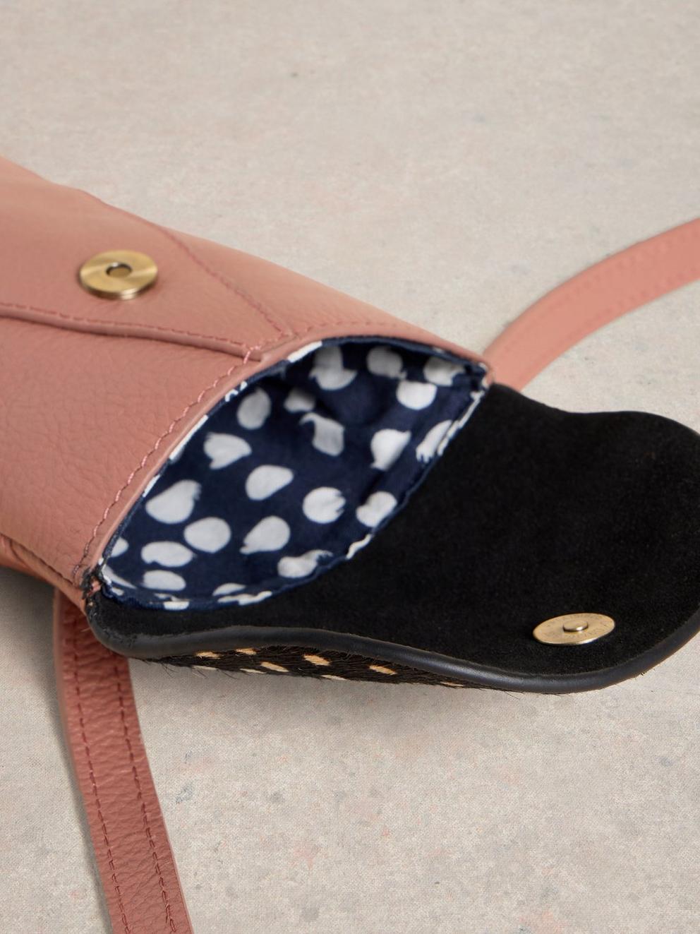 Leather Coco Phone Bag in PINK MLT - FLAT DETAIL