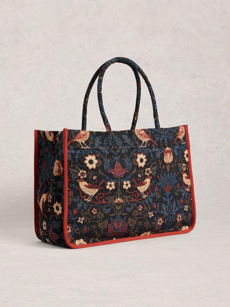 Jasmine Jacquard Tote in BLK MLT - FLAT BACK