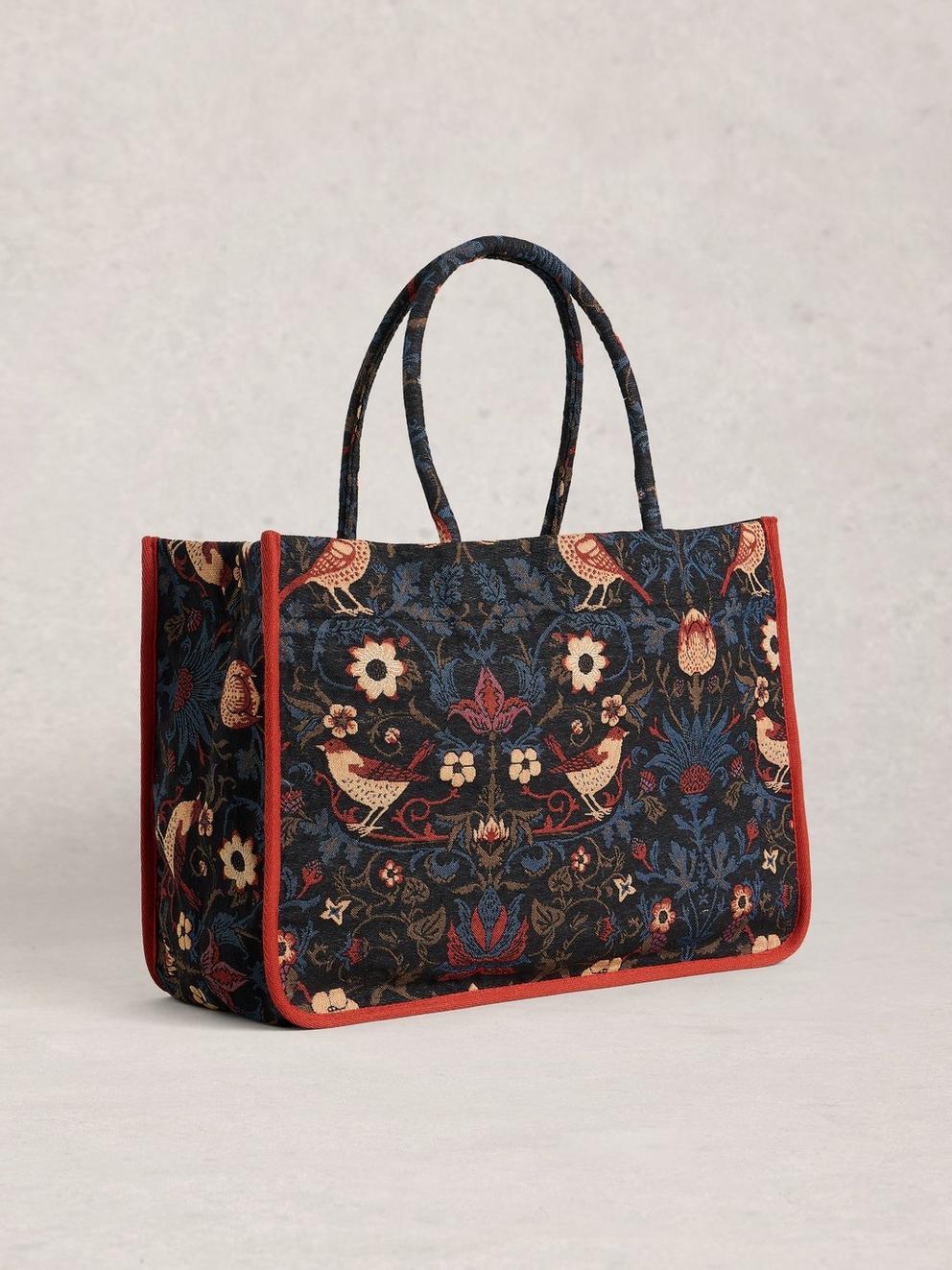 Jasmine Jacquard Tote in BLK MLT - FLAT BACK