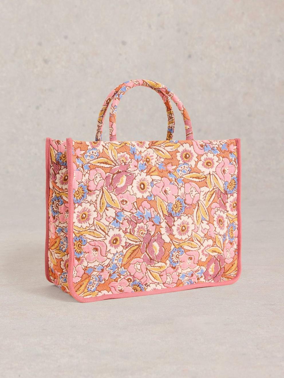 Jasmine Jacquard Tote in PINK MLT - FLAT BACK