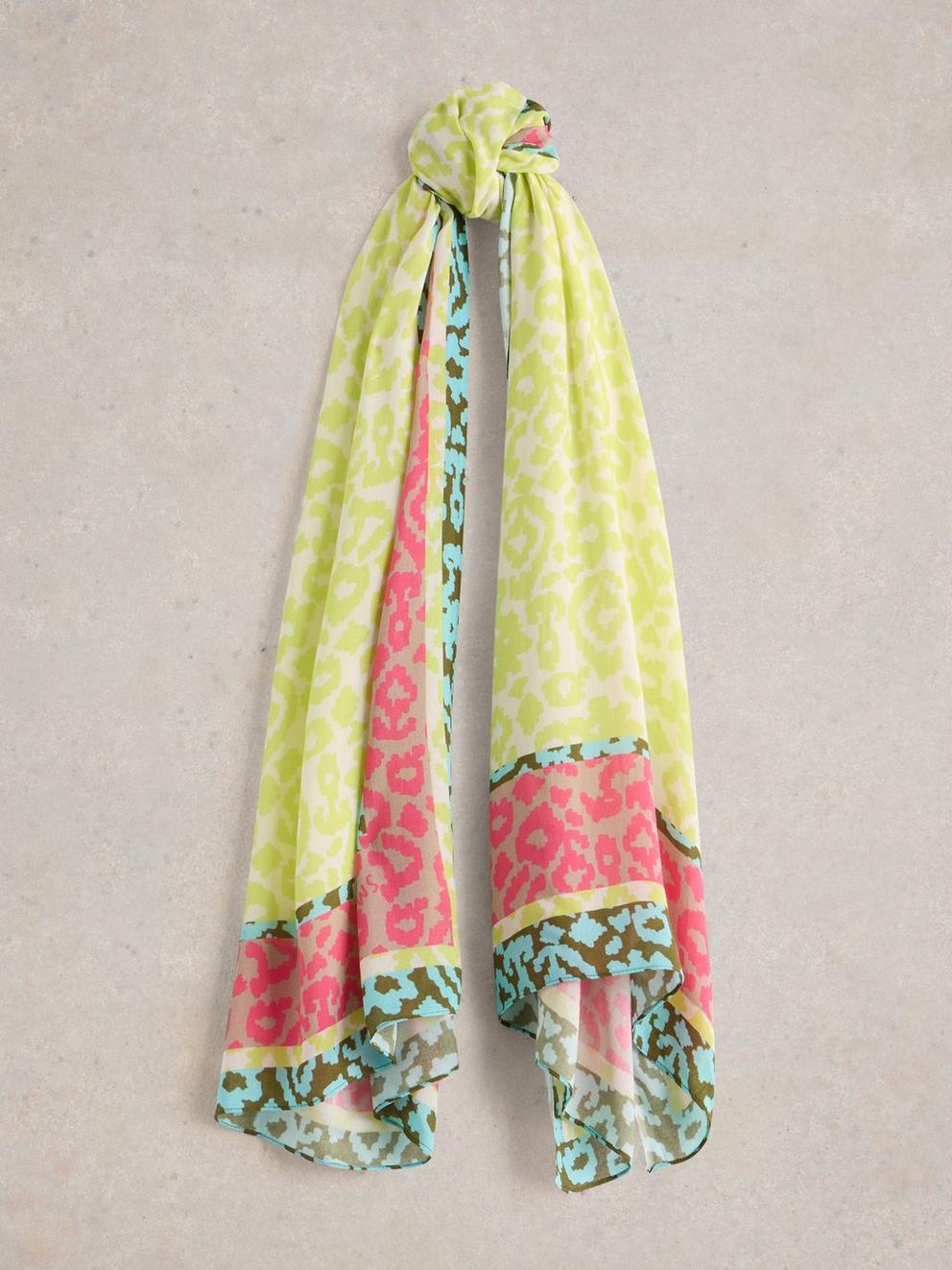 Animal Patchwork Scarf in YELLOW MLT - FLAT FRONT