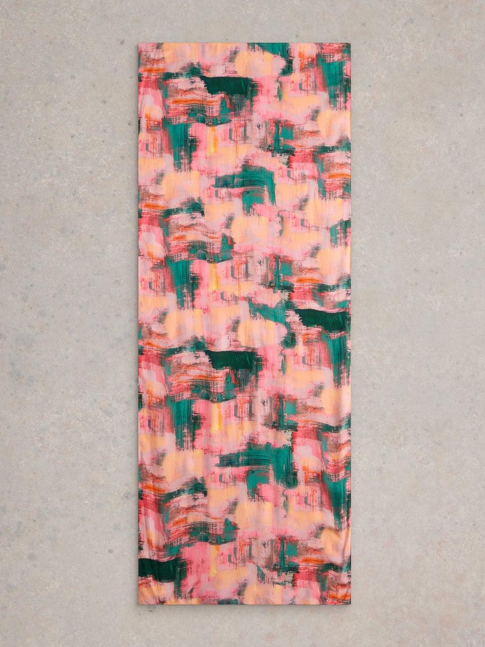 Brush Print Scarf in PINK MLT - FLAT BACK