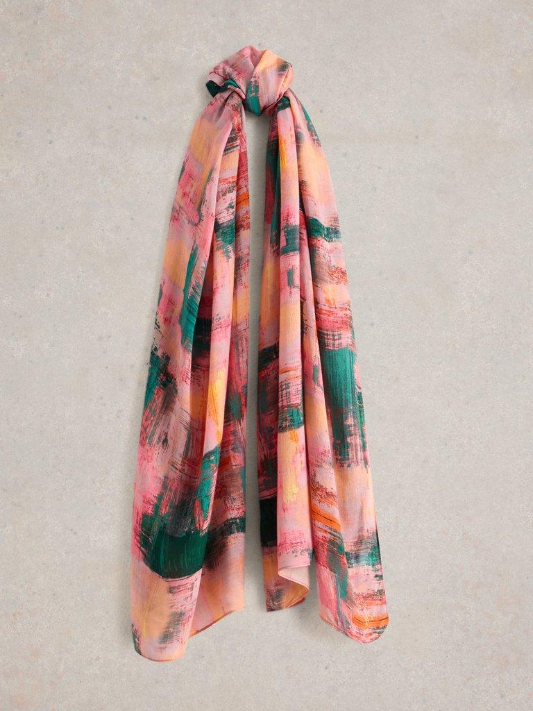 Brush Print Scarf in PINK MLT - FLAT FRONT