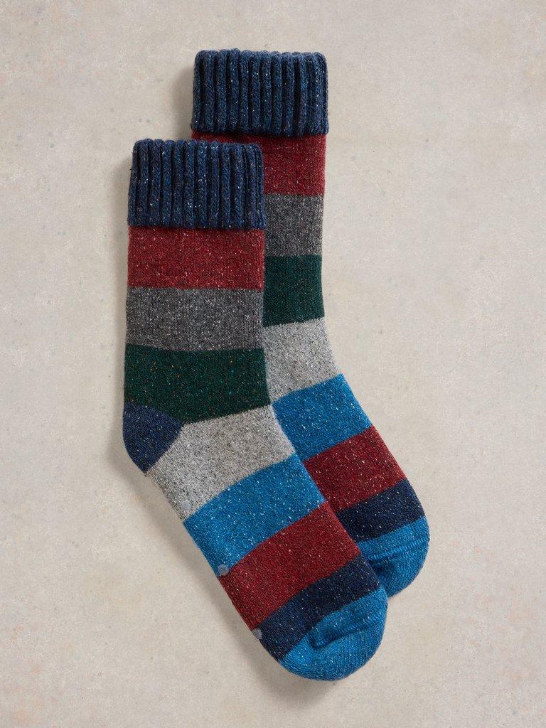 Neppy Stripe Loopback Sock in GREY MLT - FLAT FRONT