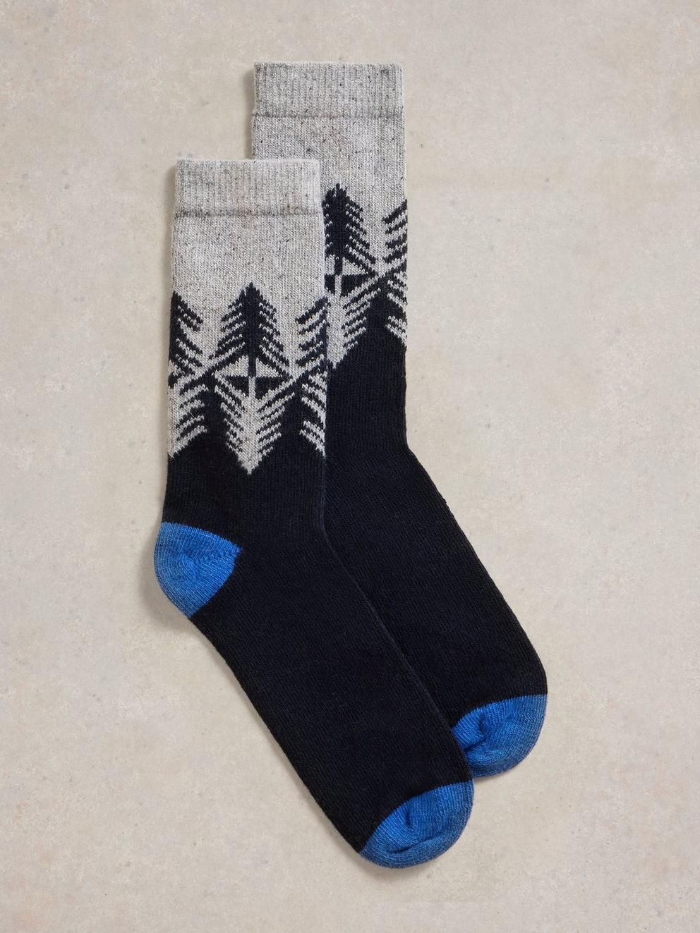 Forest Scenic Wool Mix Sock in BLUE MLT - FLAT FRONT