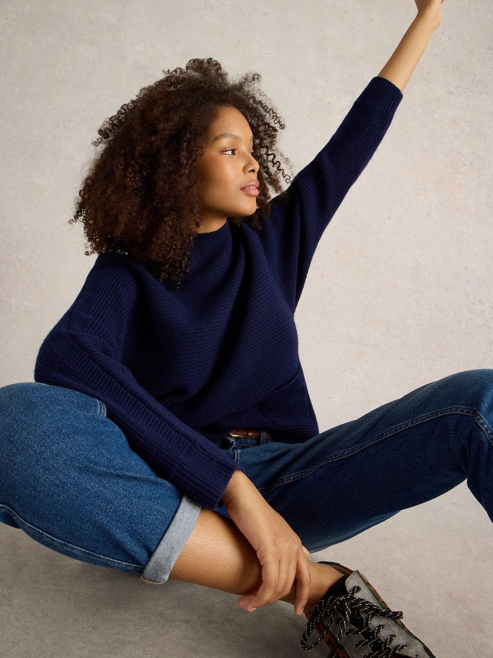 CARLI WOOL JUMPER in DARK NAVY - LIFESTYLE