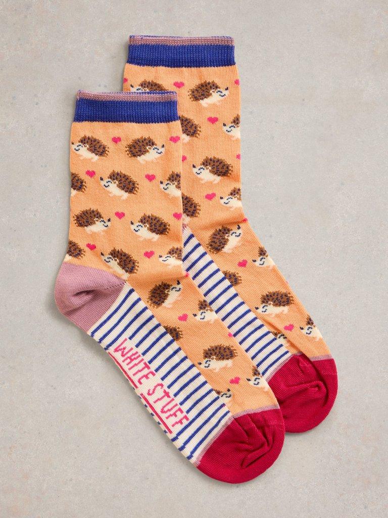 Hedgehog Ankle Socks in ORANGE MLT - FLAT FRONT