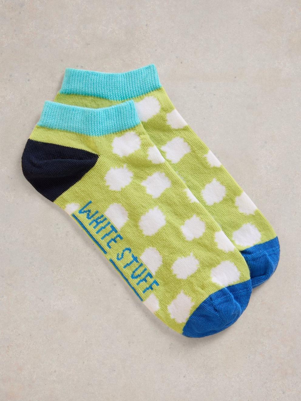 Wonky Spot Trainer Sock in BRT GREEN - FLAT FRONT