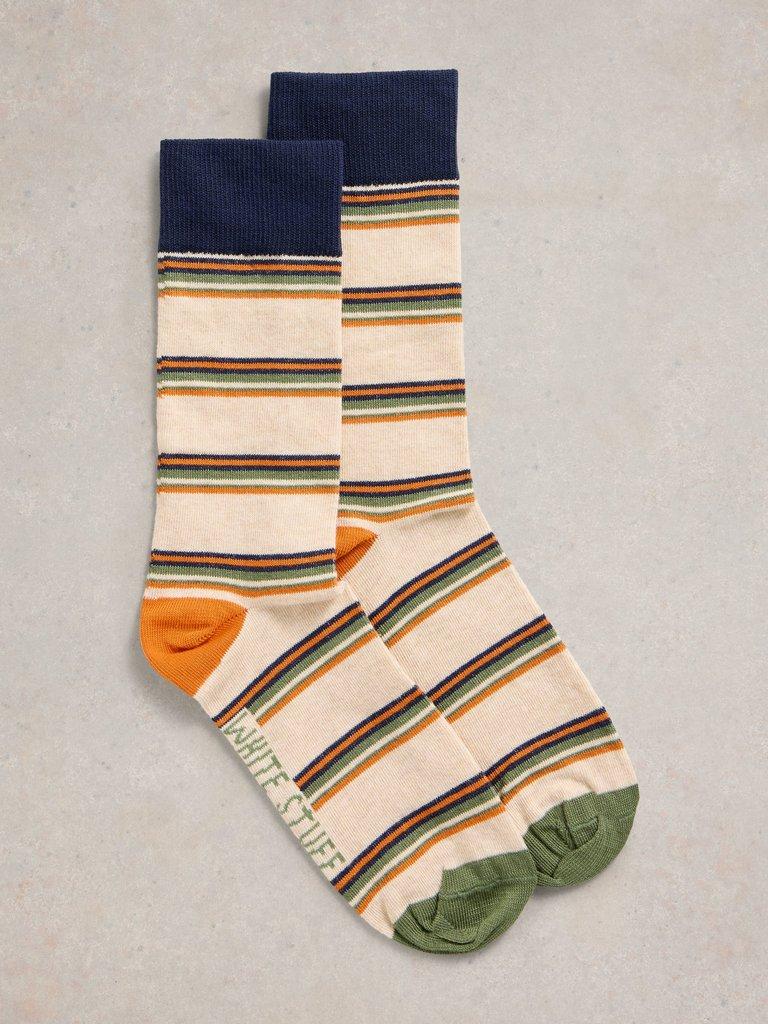 Multi Stripe Ankle Sock in NAT MLT - FLAT FRONT