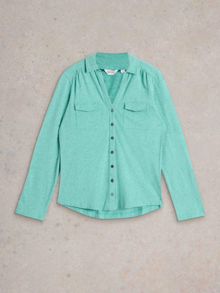 ANNIE POCKET JERSEY SHIRT in BRT BLUE - FLAT FRONT