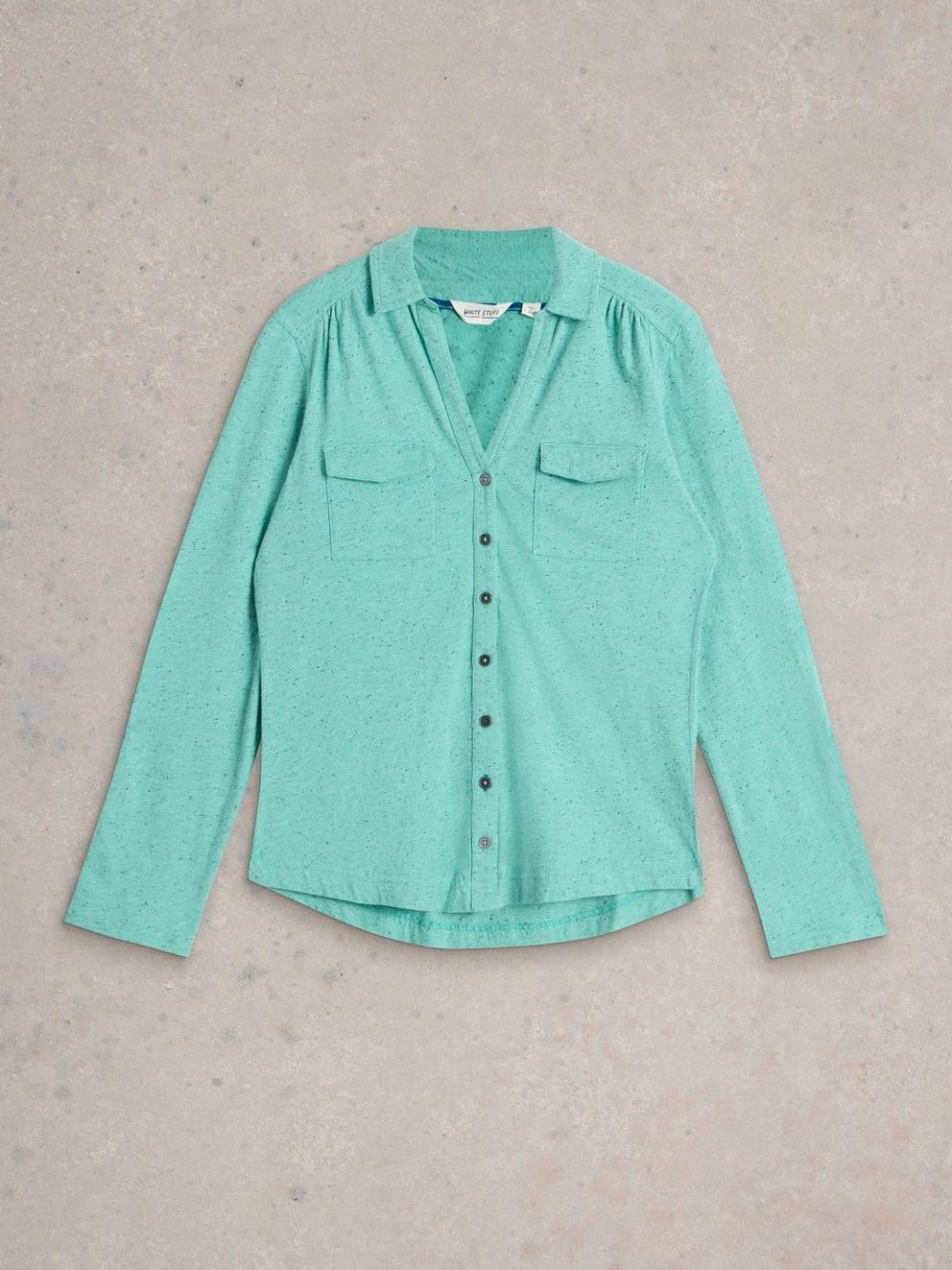 ANNIE POCKET JERSEY SHIRT in BRT BLUE - FLAT FRONT