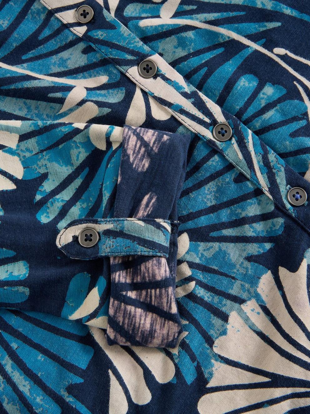 ANNIE MID SLEEVE JERSEY SHIRT in BLUE PR - FLAT DETAIL