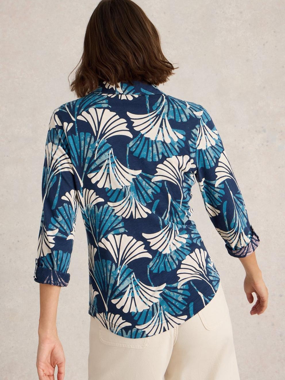ANNIE MID SLEEVE JERSEY SHIRT in BLUE PR - MODEL BACK