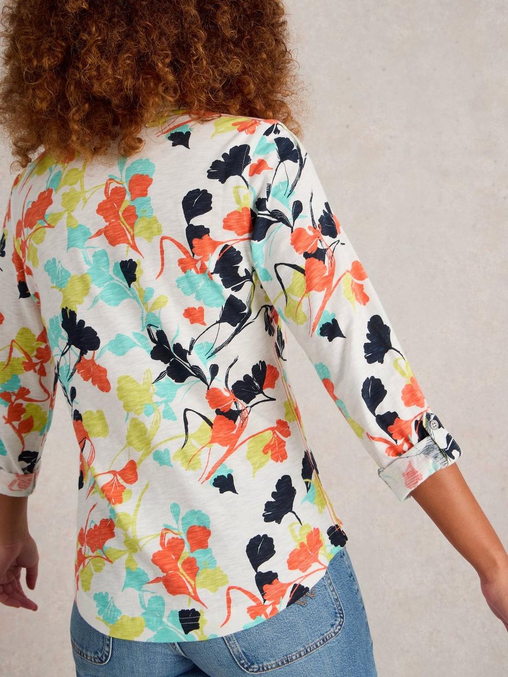 ANNIE MID SLEEVE JERSEY SHIRT in IVORY PR - MODEL BACK